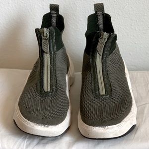 Green zara zip up athletic shoes